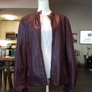 Women's Burgundy Leather Jacket
